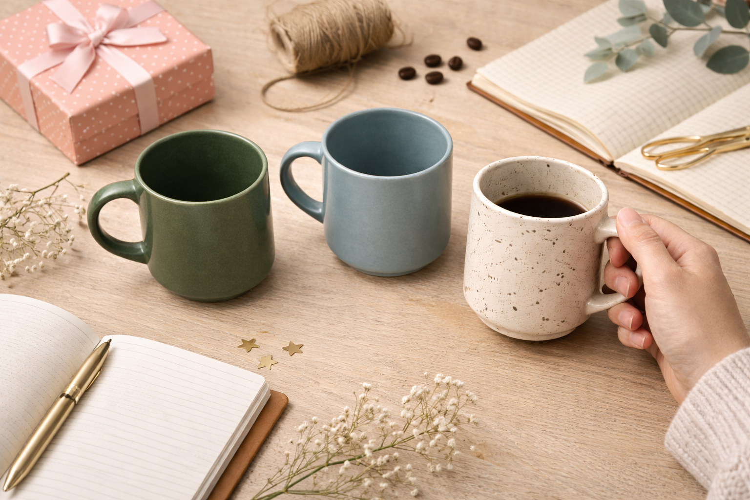 Different coffee mug styles for gift selection