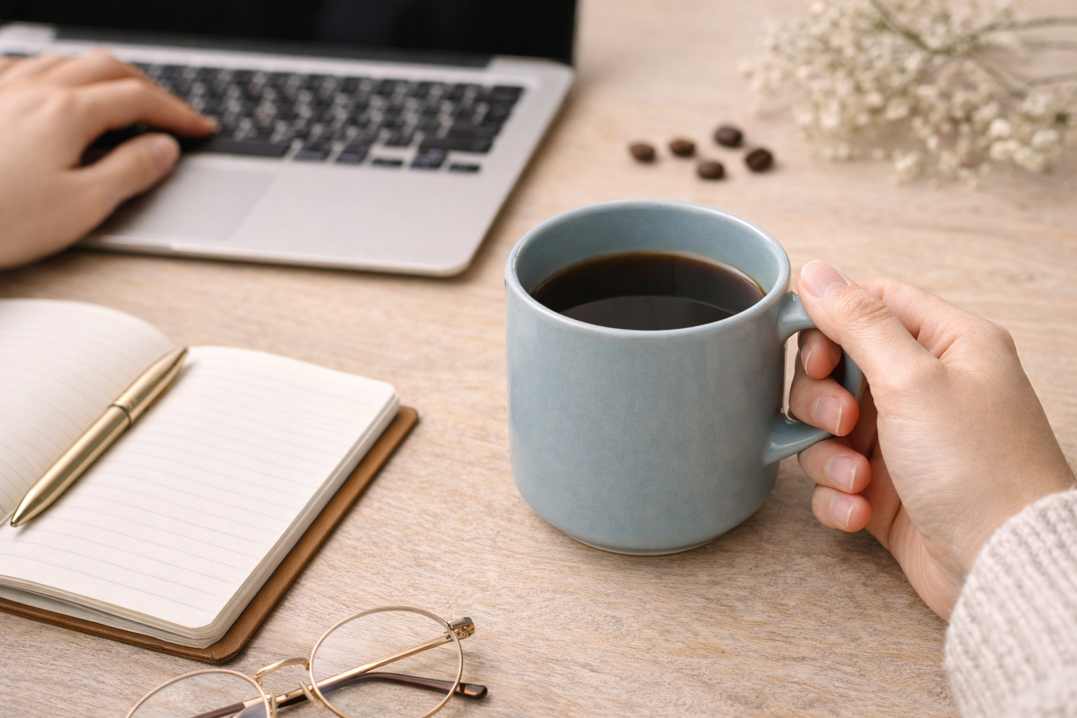 Coffee mug used during a daily work or home routine